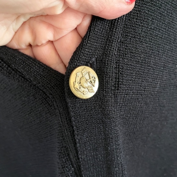 Vintage 70s men’s knit Cardigan Academia School prep Varsity Wool Navy blue L - Picture 7 of 16